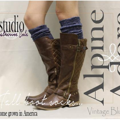 Alpine Adore In Vintage Blues Tall Boot Socks Knit..