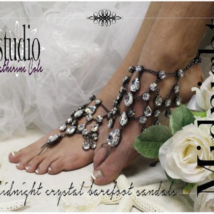 Midnight Crystal Barefoot Sandals Foot Jewelry..
