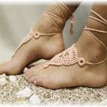 A Perfect Peach Barefoot Sandals Handmade Cotton..