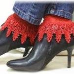 My Signature Lace Sock - Long Red Venise Lace Cuff..