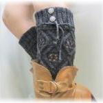 Thick Knit Open Pattern Knit Cuff Leg Warmers In..