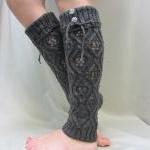 Thick Knit Open Pattern Knit Cuff Leg Warmers In..
