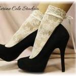 .white Baby Doll Lace Socks For Heels Retro..