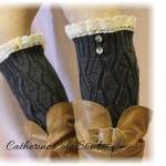 Lace Leg Warmers Charcoal Cluny Lace 2 Tortoise..