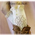 Cream Pointelle Lace 2 Button Legwarmers Catherine..