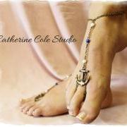 ANCHORS AWAY Bronze anchor and bead Barefoot sandals 1 pr.beach wear foot jewelry Catherine Cole BF14