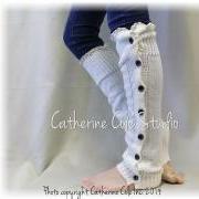 BLISS Button down cream Leg warmers boot button down leg warmers legwarmers lace leg warmers womens knit leggings Catherine Cole Studio LW14