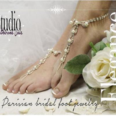 PARISIAN pearls rhinestones elite Barefoot sandals wedding shoes bridal bridesmaid prom beach wedding Shoe Jewelry Catherine Cole Studio SJ2