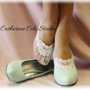 Lace socks for heels white lace great for bridal wedding shoes lace slippers footlets lace peep socks bridesmaids flats Catherine ColeFrom CatherineColeStudio FTL4
