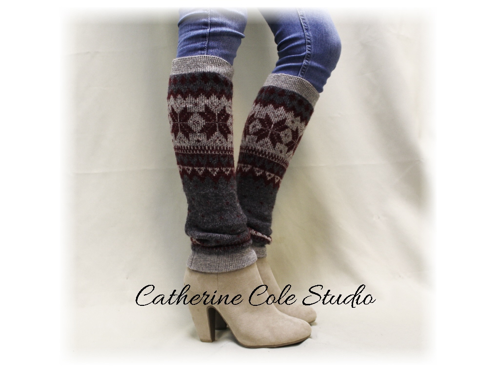 Cuddly Cashmere Grey Super Soft Knit Snowflake Soft Womens Legwarmers For Boots Leggings Snowflake Leg Warmers Lw8 Catherine Cole Studio