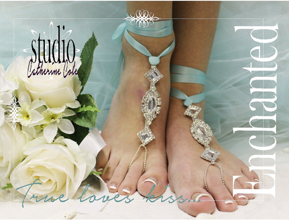 Enchanted Bride Rhinestone Silver Barefoot Sandals Beach Destination Wedding Shoe Bridal Bridesmaid Foot Jewelry Catherine Cole Studio Sj3