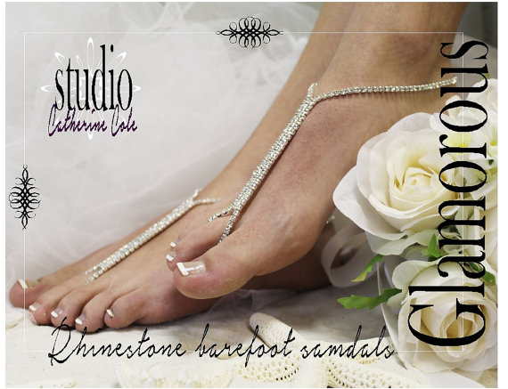 Glamorous Rhinestone Shoe Jewelry Barefoot Sandals Wedding Shoes Bridal Bridesmaid Prom Beach Wedding Foot Jewelry Catherine Cole Studio Sj1