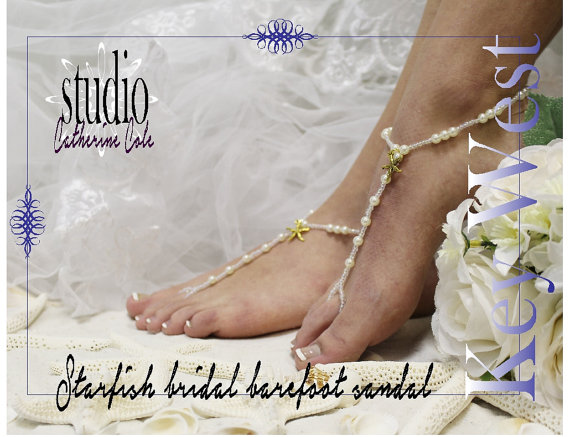 Key West Starfish Handmade Barefoot Sandals Foot Jewelry Destination Beach Wedding Bridesmaids Footless Sandles Catherine Cole Studio Bf22