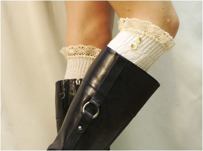 Swiss Lace Boot Socks In Ivory European Sophistication For Your Tall Boots Must Have For Fall Made In America By Catherine Cole Studio Bks9