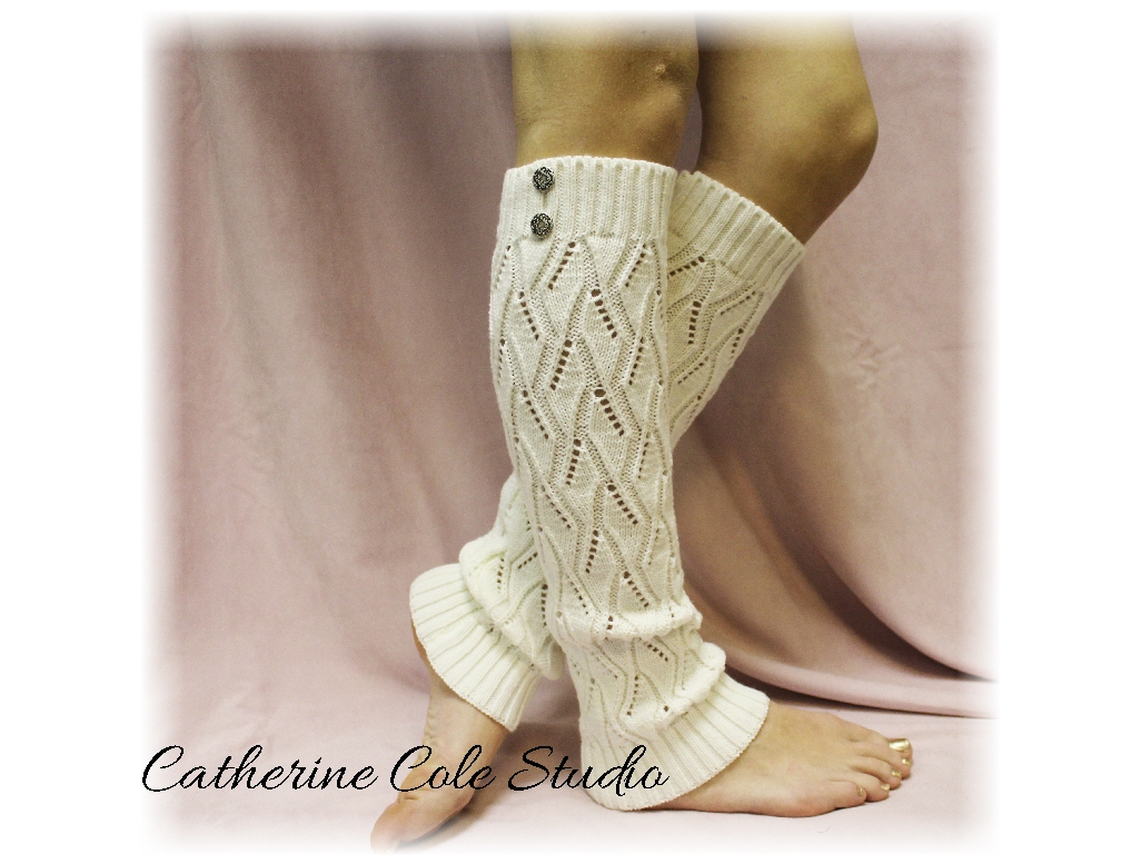 Opulent Elegance In Dreamy Cream, A Chic Knit Legwarmer With Sophistication, Perfect Compliment For Your Boots By Catherine Cole Studio Lw18