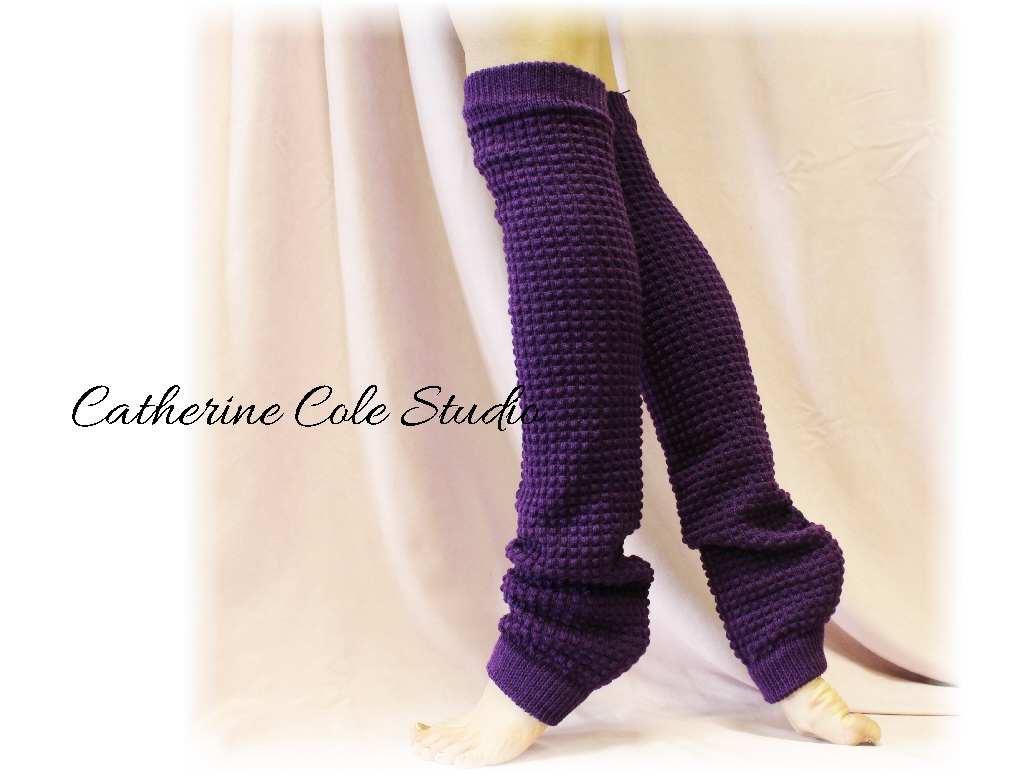 Purple Basic Dancer Ballerina Yoga Extra Long Leg Warmers Womens Popcorn Texture Roomier Lw02 By Catherine Cole Studio Legwarmersfrom
